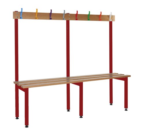 School Cloakroom Benches 1200h x 2000w x 300d mm - Red frame
