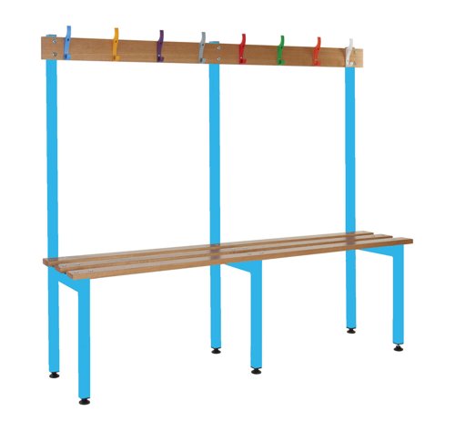 School Cloakroom Benches 1200h x 2000w x 300d mm - Light Blue frame