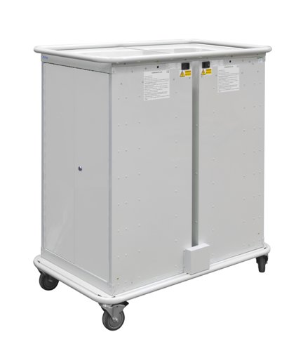 Narrow Aisle Laptop & Tablet Storage Trolleys 1200h x 525w x 1220d mm - 16 Tiers, 4 Doors Light Grey Doors