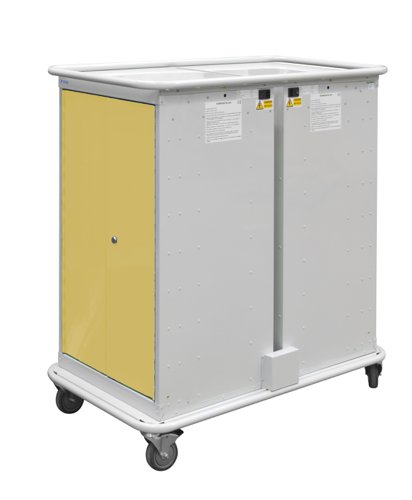 Narrow Aisle Laptop & Tablet Storage Trolleys 1200h x 525w x 1220d mm - 16 Tiers, 4 Doors Yellow Doors