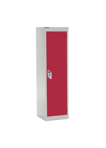QMP School Locker 1235h x 300w x 450d mm Red 1 door Camlock