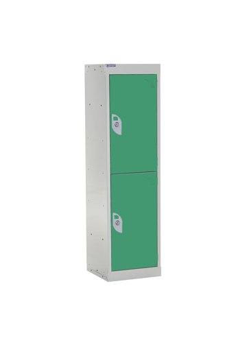 QMP School Locker 1235h x 300w x 450d mm Green 2 door Camlock