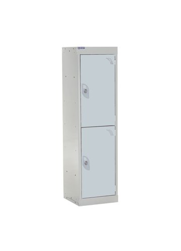 QMP School Locker 1235h x 300w x 450d mm Light Grey 2 door  Camlock