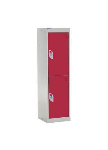 QMP School Locker 1235h x 300w x 450d mm Red 2 door Camlock