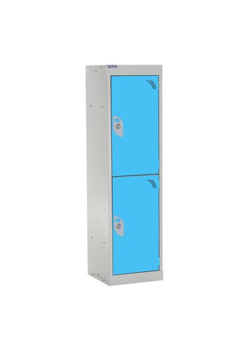 QMP School Locker 1235h x 300w x 450d mm Light Blue 2 door Camlock