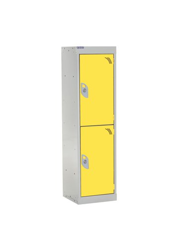 QMP School Locker 1235h x 300w x 450d mm Yellow 2 door Camlock
