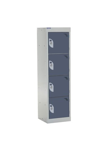 QMP School Locker 1235h x 300w x 450d mm Dark Grey 4 door Camlock