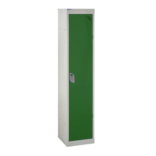 QMP School Locker 1380h x 300w x 300d mm Green 1 door Camlock