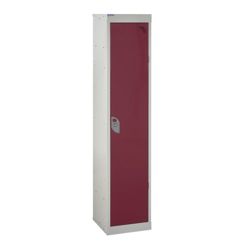 QMP School Locker 1380h x 300w x 300d mm Red 1 door Camlock