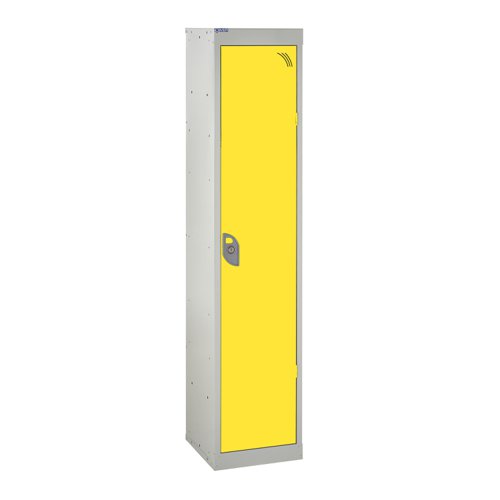 QMP School Locker 1380h x 300w x 300d mm Yellow 1 door Camlock