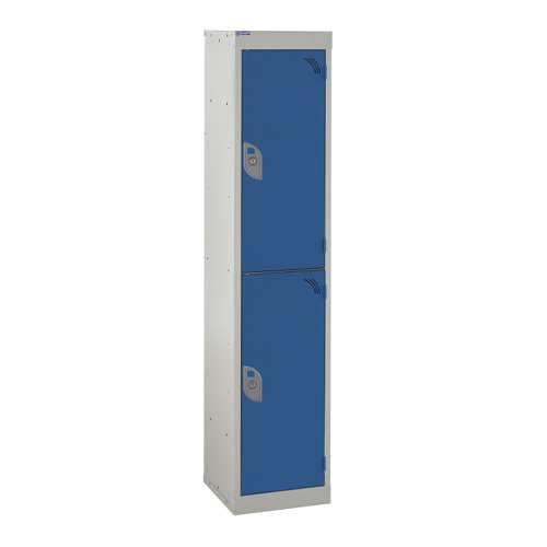 QMP School Locker 1380h x 300w x 300d mm Blue 2 door Camlock