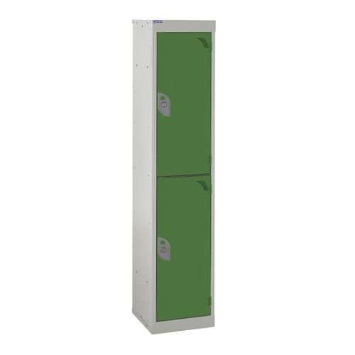 QMP School Locker 1380h x 300w x 300d mm Green 2 door Camlock