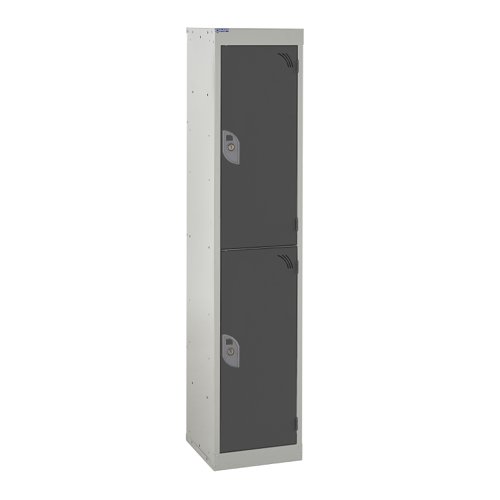 QMP School Locker 1380h x 300w x 300d mm Dark Grey 2 door Camlock