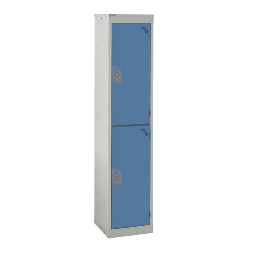 QMP School Locker 1380h x 300w x 300d mm Light Blue 2 door Camlock