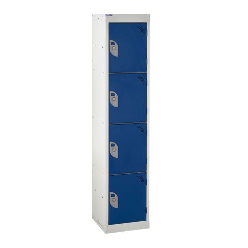 QMP School Locker 1380h x 300w x 300d mm Blue 4 door Camlock