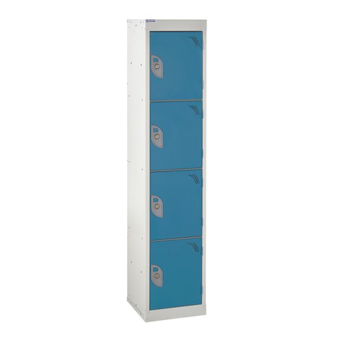 QMP School Locker 1380h x 300w x 300d mm Light Blue 4 door Camlock
