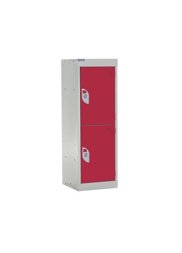 QMP School Locker 955h x 300w x 300d mm Red 2 door Camlock