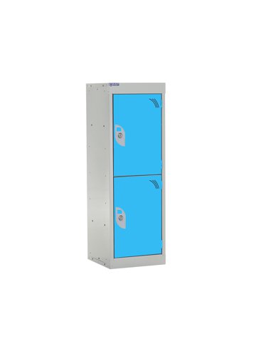 QMP School Locker 955h x 300w x 300d mm Light Blue 2 door Camlock