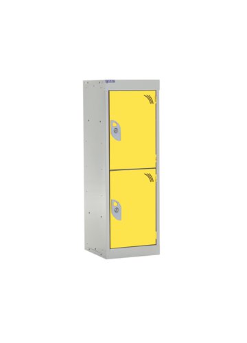 QMP School Locker 955h x 300w x 300d mm Yellow 2 door Camlock