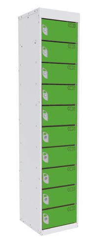 Dual USB Tablet and Laptop Charging Locker 1800h x 380w x 380d mm 10 comp/10 door Sublime Lime