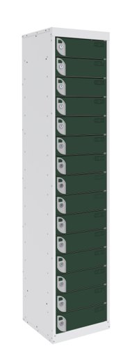 Dual USB Tablet and Laptop Charging Locker 1800h x 380w x 380d mm 15 comp/15 door Guava Green
