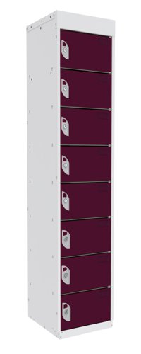 Dual USB Tablet and Laptop Charging Locker 1800h x 380w x 380d mm 8 comp/8 door Berry Burst