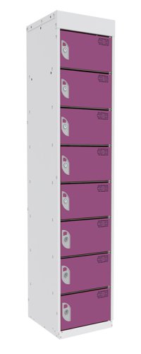Dual USB Tablet and Laptop Charging Locker 1800h x 380w x 380d mm 8 comp/8 door Summer Lilac