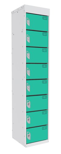 Dual USB Tablet and Laptop Charging Locker 1800h x 380w x 380d mm 8 comp/8 door Lagoon Blue