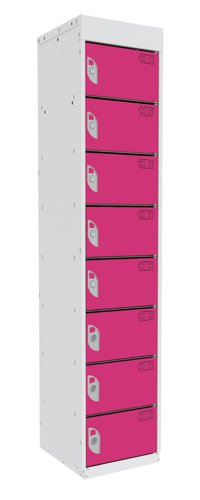 Dual USB Tablet and Laptop Charging Locker 1800h x 380w x 380d mm 8 comp/8 door Pitahaya Pink