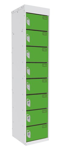 Dual USB Tablet and Laptop Charging Locker 1800h x 380w x 380d mm 8 comp/8 door Sublime Lime