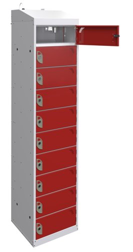 Fire Suppression Charging Locker - 1800x300x450mm - 10 Compartment - Standard Plug &USB Port
