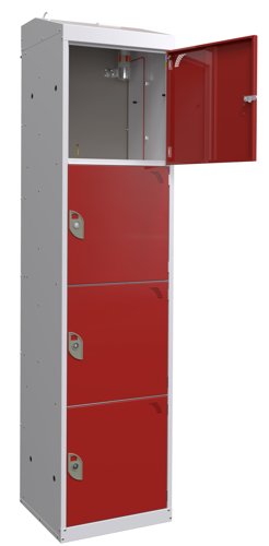 Fire Suppression Charging Locker - 1800x300x450mm - 4 Compartment - Standard Plug &USB Port