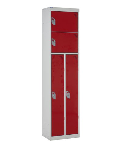 QMP Duo Locker 1800h x 450w x 300d mm Red doors Camlock