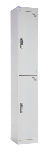 QMP Office Locker 1800h x 300w x 300d mm White 2 doors digital keypad lock