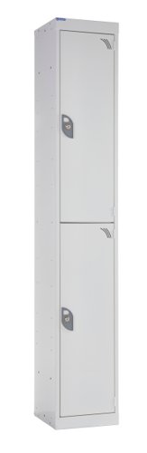 QMP Office Locker 1800h x 300w x 300d mm White 2 doors Camlock