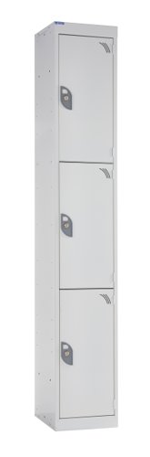 QMP Office Locker 1800h x 300w x 300d mm White 3 doors Camlock