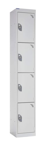 QMP Office Locker 1800h x 300w x 300d mm White 4 doors Camlock