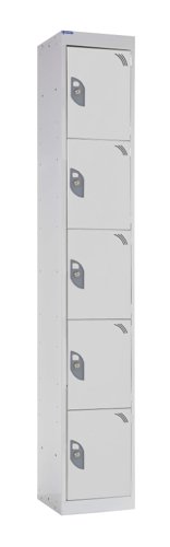 QMP Office Locker 1800h x 300w x 300d mm White 5 doors Camlock