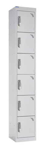 QMP Office Locker 1800h x 300w x 300d mm White 6 doors digital keypad lock