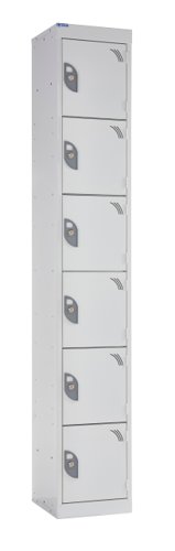 QMP Office Locker 1800h x 300w x 300d mm White 6 doors Camlock