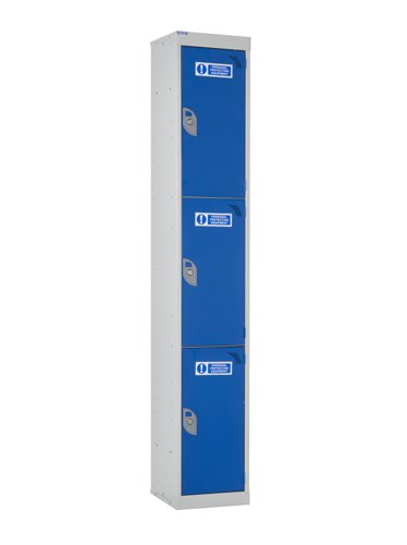 QMP PPE Locker 1800h x 300w x 300d mm Blue 3 door Camlock