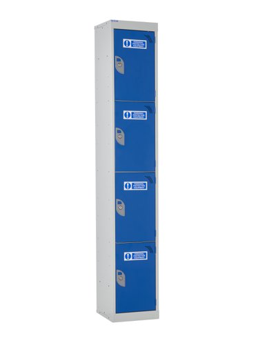 QMP PPE Locker 1800h x 300w x 300d mm Blue 4 door Camlock