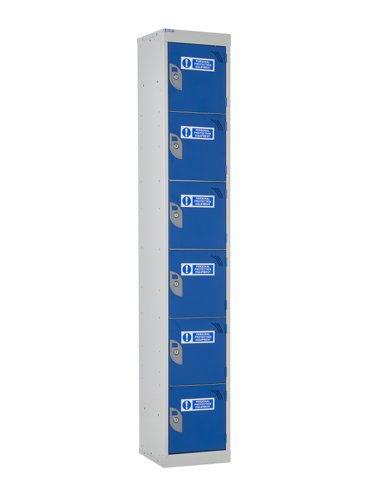 QMP PPE Locker 1800h x 300w x 300d mm Blue 6 door Camlock