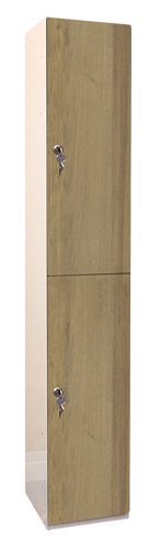 Laminate Plant-On Door Lockers 1800h x 300w x 300d mm 2 door camlock Oak