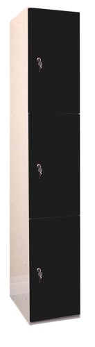 Laminate Plant-On Door Lockers 1800h x 300w x 300d mm 3 door camlock Jet Black