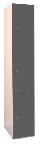 Laminate Plant-On Door Lockers 1800h x 300w x 300d mm 3 door camlock Graphite Grey