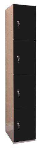 Laminate Plant-On Door Lockers 1800h x 300w x 300d mm 4 door camlock Jet Black
