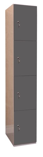 Laminate Plant-On Door Lockers 1800h x 300w x 300d mm 4 door camlock Graphite Grey