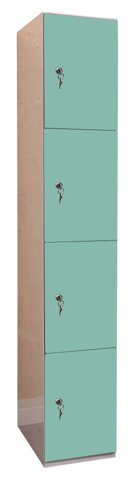 Laminate Plant-On Door Lockers 1800h x 300w x 300d mm 4 door camlock Aquamarine