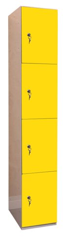 Laminate Plant-On Door Lockers 1800h x 300w x 300d mm 4 door camlock Spectrum Yellow
